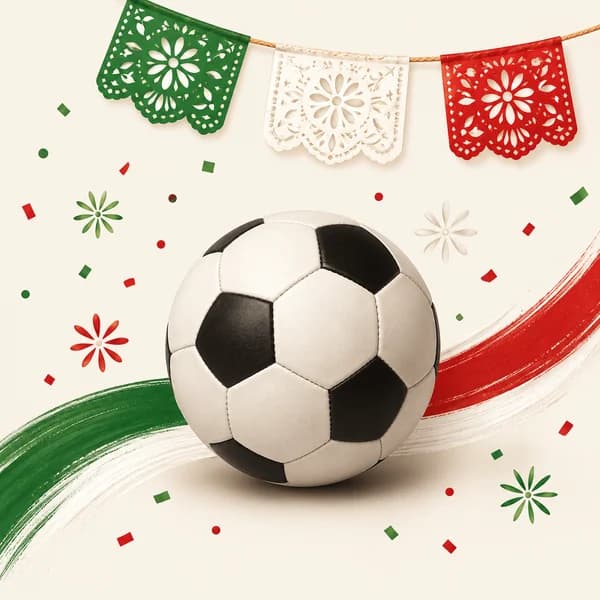 Soccer ball with Mexican colors for World Cup viewing at Fiesta Market and Restaurant in Calgary